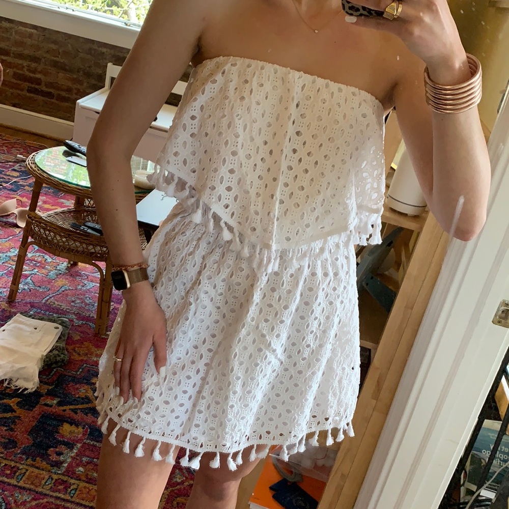 JACK by BB Dakota White Eyelet Tassel Dress